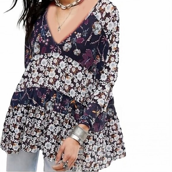 Free People Isabelle Tunic Swing Top Oversized Boho with Fabulous Sleeves - Picture 7 of 13